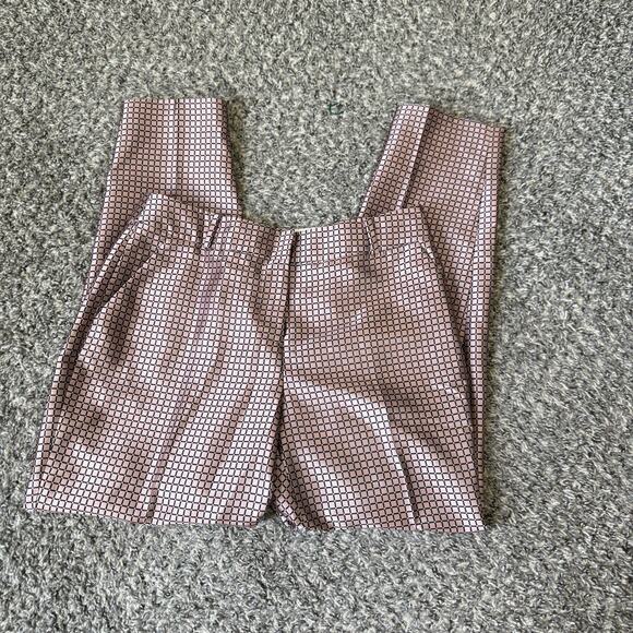 Kate Spade Dress Pants Pink Printed Size 4 Straight Leg High Rise Pockets New - Picture 1 of 7